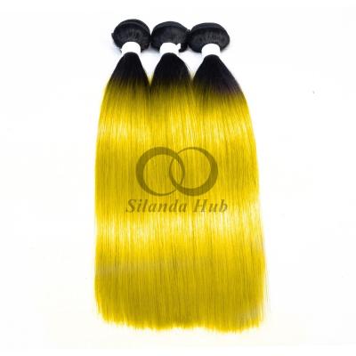 China #T1B/Yellow Straight Remy Human Hair Bundles Sew In Weave Bundles Brazilian Bundle Deals for sale