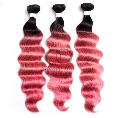 China #T1B/Pink Loose Deep Wave Remy Banderas de Cabello Humano Cosidas en Tejido Banderas Banderas Brasileñas en venta
