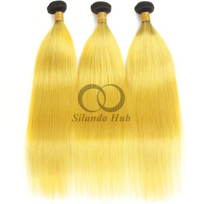 China #T1B/Yellow Straight Remy Human Hair Bundles Sew In Weave Bundles Brazilian Bundle Deals for sale