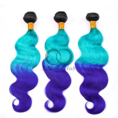 China #T1B/Light Blue/Blue Body Wave Remy Human Hair Bundles Sew In Weave Bundles Brazilian Bundle Deals for sale