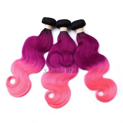 China #T1B/Purple/Pink Body Wave Remy Human Hair Bundles Sew In Weave Bundles Brazilian Bundle Deals for sale