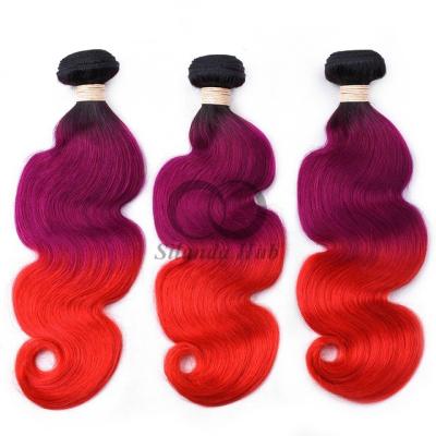China #T1B/Purple/Red Body Wave Remy Hacer paquetes de cabello humano Coser en tejido paquetes paquetes brasileños en venta