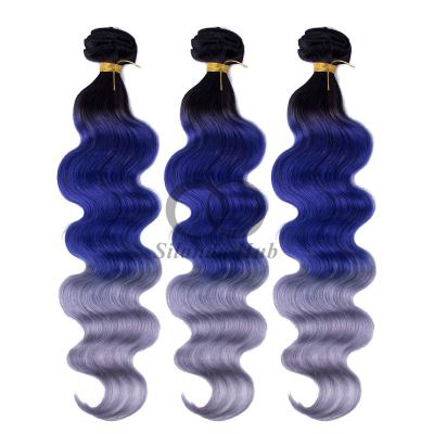 China #T1B/Blue/Grey Body Wave Remy Human Hair Bundles Sew In Weave Bundles Brazilian Bundle Deals for sale