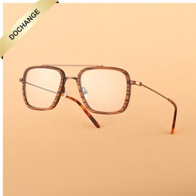 China Latest Optical Frame Metal Wood Recycled OEM Custom Spring Blue Light Blocking Eyewear Logo Fashion Mirror Optical Sight for sale