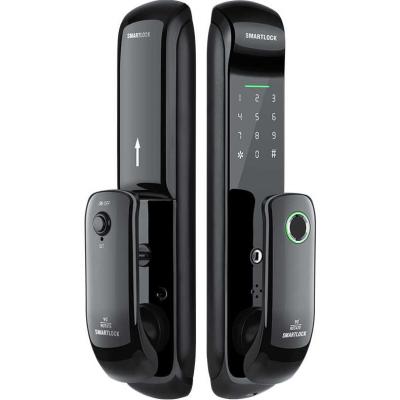 China Home Good Quality Aluminium Black Smart Door Handle Lock Bluetooth Password with Keys Security Electric Digital Intelligent Lock for sale