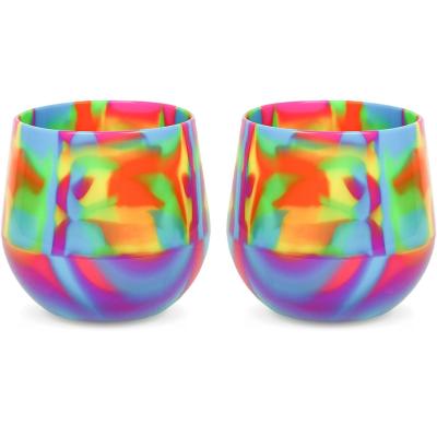 China Free Sample Reusable Unbreakable Silicone Tumblers Silicone Stocked Unbreakable Wine Glass Stemless Cups Guaranteed for sale