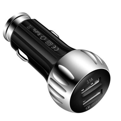 China Car Adapter 5V/3A 38W Quick QC 3.0 USB Car Charger High Speed Fast Charging Dual Port Charger For iPhone Samsung Huawei for sale