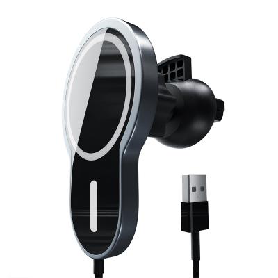 China New 2021 High Speed Magnetic Wireless Car Phone Charger 15W Air Vent Mount Bracket For Iphone 12 12 pro Max Car Holder for sale