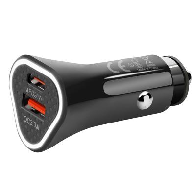 China High Speed Car Charger USB Quick Charging QC 3.0 Cargador Port Type C PD Fast Car Charging Huawei iPhone 38W PD Charger for sale