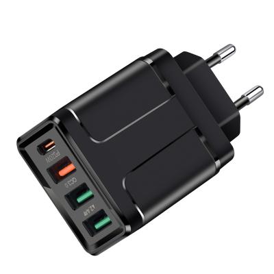 China Universal QC3.0 USB Wall Plug Charger Adapter 32W High Speed Travel Quick Charger with 4 Ports USB C 20W Wall PD USB Charger for sale