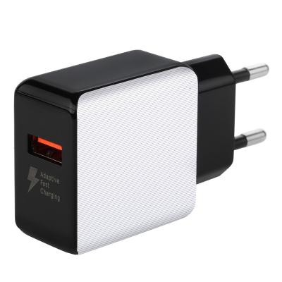 China High Quality High Speed USB QC3.0 Portable Fast Charging Mobile Wall Charger 1 EU Plug Home Charging Adapter for sale