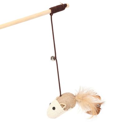 China Viable Manufacturers Supply OEM Quality Cat Toy Twine Handle To Amuse Cat Teaser Stick Mouse Cat Stick for sale