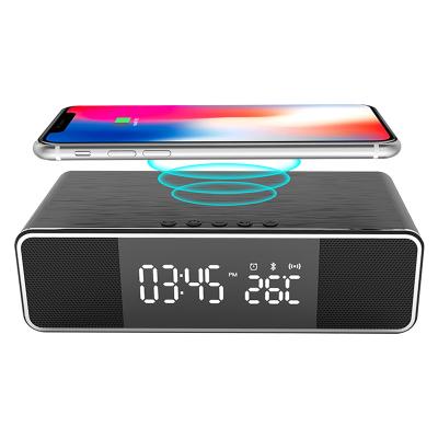 China Universal 2021 New Products BT Speaker With 10W Min Clock FM Wireless Fast Charging Radio Portable Handfree With Alarm for sale