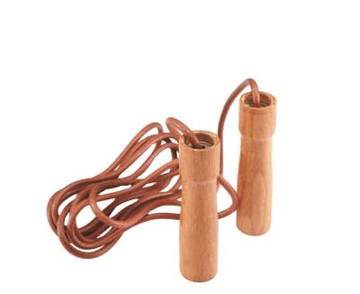 China Wooden Handle High Speed Hot Selling Leather Jump Rope for sale