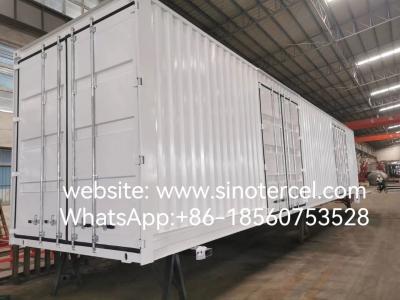 China 2 Axle White Enclosed Box Semi Trailer With Two Side Door Rear Double Door for sale