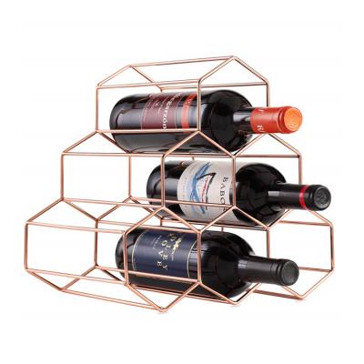 China Viable Wholesale Modern Small 6 Bottle Display Table Metal Wine Rack Table Rack, Gold Iron Wine Bottle Rack For Table for sale
