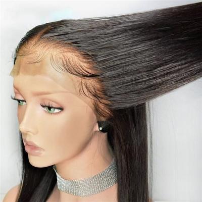 China Brazilian 13*4 Glueless Lace Front Human Hair Wigs Raw Indian Virgin Swiss Straight Shiny Wigs Cuticle Aligned Lace Front Wig for sale