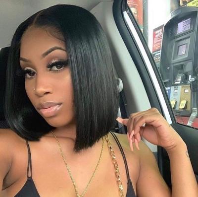 China Wholesale Top Selling Shiny Bob Style Short Wig Brazilian Cheap Lace Front Wig Virgin Human Hair Wigs For Black Women for sale