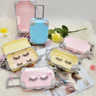 China Long Natural Winged Box Mini Luggage Small Suitcase Eyelash Package Lash Boxes Popular Eyelash Boxes For Full False Eyelash Strip Lashes for sale