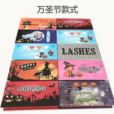 China Halloween Thick Lashes Packaging Box Customized Your Box 25mm Dramatic Pumpkin Lash Packaging Logo Coffin Style Lashes Case for sale