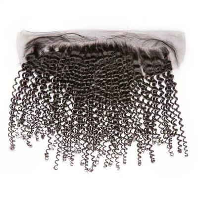 China Shiny Good Quality 13x4 Ear To Ear Lace Headbands 10A Grade Afro Curly Curly Transparent Swiss Hair HD Lace Headband for sale