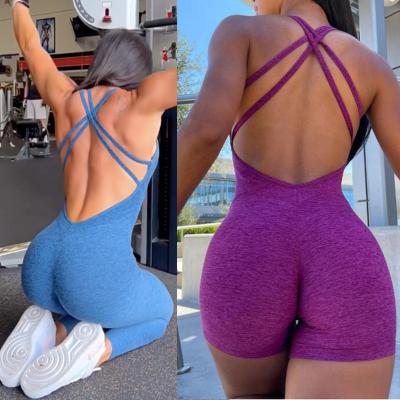 China 2023 New Women Breathable Seamless Overalls For Sports Fitness Suit Workout Clothing Gym Backless One Piece Activewear for sale