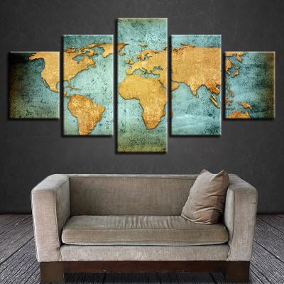 China Waterproof+ECO-Friendly Canvas Prints World Map Painting With Frame For Wall Art Decoration Ready To Hang for sale