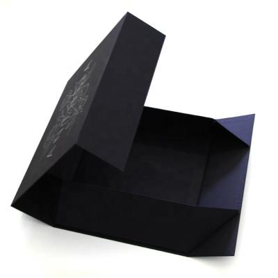 China Handmade Recycled Black Packaging Cardboard Magnetic Closure Flat Foldable Luxury Paper Gift Boxes for sale