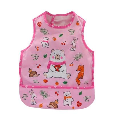 China Ohbabyka Baby Toddler Viable Kids Sleeveless Sling Art Smock Feeding Bib Waterproof Apron With Pocket for sale