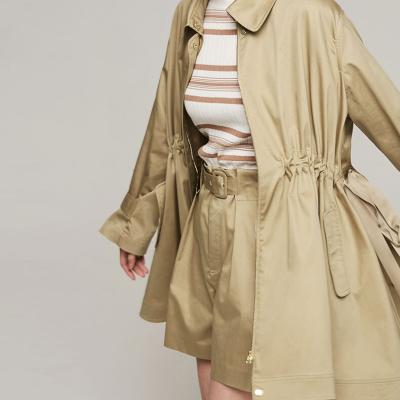 China Naivee Series Breathable Khaki Sring Waisted Lace Up Trench Coat Women Coat For Ladies Vintage for sale