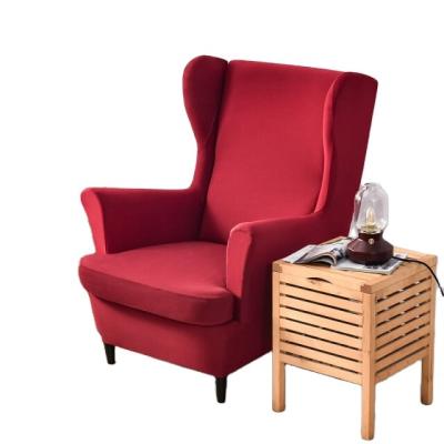 China Durable Reusable Comfortable Solid Color Wingback Chair Cover 2 Pieces Set Polyester Fabric Sofa Chair Cover for sale