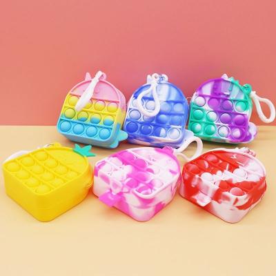 China Waterproof 2023 last design New Fashion Cartoon mini kids fidget Cute Chain Silicone popcoin purse for little girl for sale