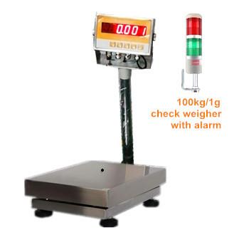 China Stainless steel Automatic Check Weigher IN-CWS100-1 100kg 1g RS485 With platform 300*400mm and LED Display alarm light for sale