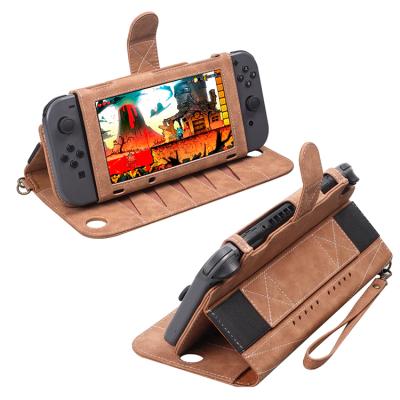 China Waterproof Shockproof Dustproof Portable Leather Bag For Nintendo Switch Multifunctional Game Card Storage Cover Case For Nintend Switch Console Accessories for sale