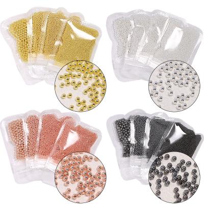 China Metal 0.4-3mm Gold Silver Mini Metallic Caviar Nail Beads 3D Metal nail art decoration Round Steel Ball Beads nail Accessories for sale