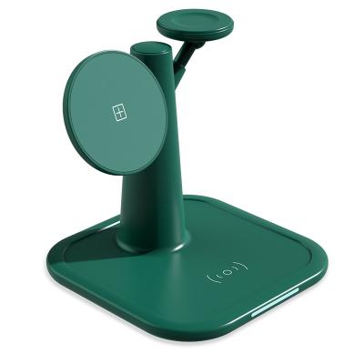 China New Arrival High Speed Palladium 3 Fast Charging In 1 Qi Wireless Magnetic 15w Charger Station Stand Magnetic Wireless Bottom Mobile Handheld Device for sale