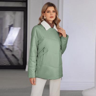 China Padded coat, Woman Sping Autumn Coat For Mid Aged Women, big size, for europe winter, short coat, double pockets, Imitation goat fur for sale