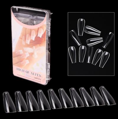 China 2021 Factory Sale French Coffin Nail Art Tips Clear Artificial False Nails For Nail Extension for sale