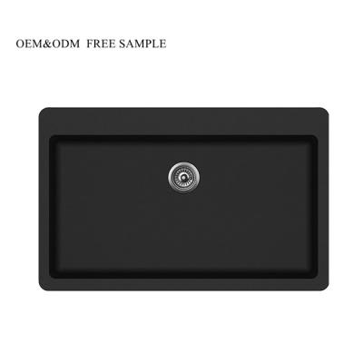 China Without Faucet Aoke Source Manufacturer OEM&ODM Granite Kitchen Asras Rectangular Kitchen SinkWith Over Sink Strainer for sale