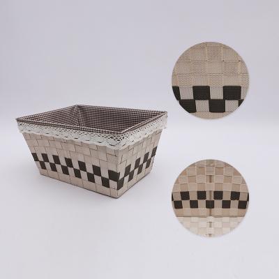 China High Quality Sustainable Woven Storage Bins Storage Baskets With Strap Box Lids Woven Nylon Woven Storage Container for sale