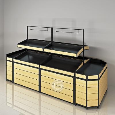 China Single-Sided Chain Store Supermarket Outlet China Factory Store Fresh Fruit and Vegetable Display Storage Rack For Steel Wood for sale