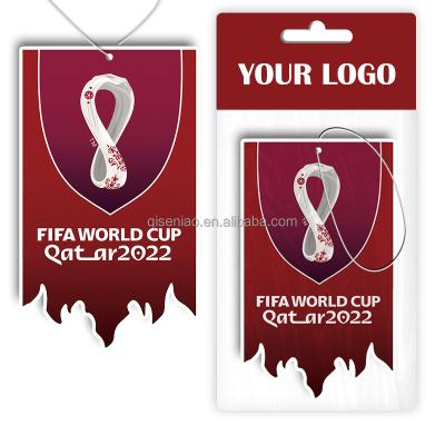 China 2022 Cotton World Cup Design Eco-friendly Car Hanging Paper Air Freshener For Promotion for sale