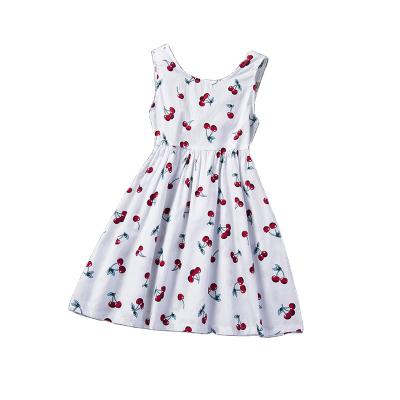 China 2021 Anti-wrinkle Toddler Baby Summer Dress Cherry Printed Tutu Girls Party Dress Sunbathing Kids Boutique Clothing 2 3 4 5 6 Years Old for sale