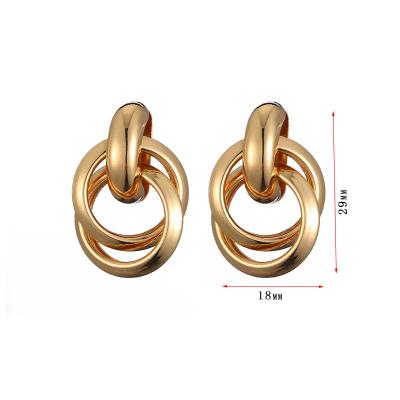 China CLASSIC high quality 18k gold plated alloy earring jewelry luxury gold circle earrings for women for sale
