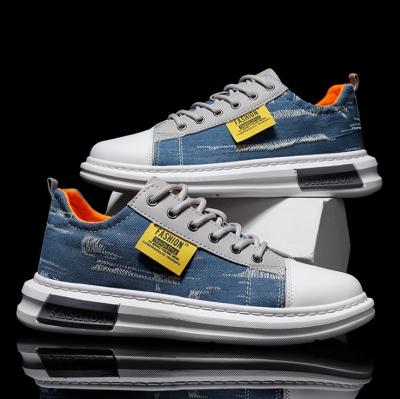 China EVERGREEN fashion comfortable lace up denim color men's trendy canvas flat shoes fashion sneakers shoes wholesaler for sale