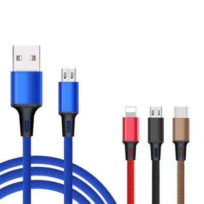China Charging+Data Sending Black Red Blue High Speed Sync Charging Nylon Braided Cable For Android Type-C Connector Charger Phone Cable for sale