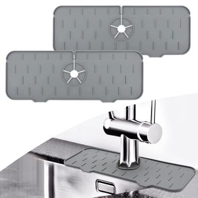 China Viable Collapsible Kitchen Water Tray Sink Drain Pad Splash Guard Silicone Faucet Mat Amazon Hot Selling for sale