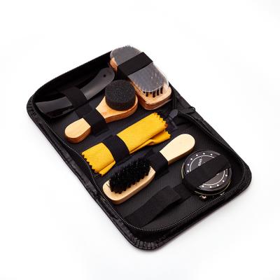 China Promotional Eco-Friendly Clean High Quality Hotel Brand Men's Portable PU Leather Shoe Shoe Care Travel Home Outdoor Traveling Set for sale
