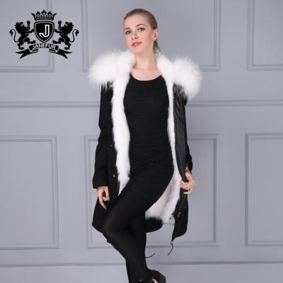 China New style anti-shrink raccoon fur lining coats the real fur parka of the hood for sale