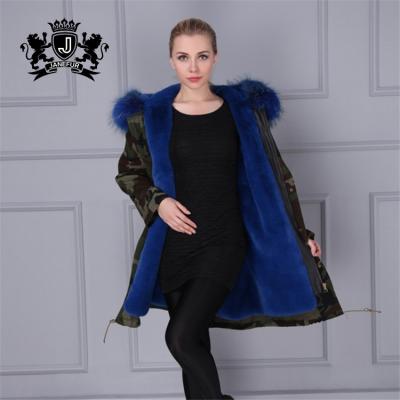 China Wholesale Breathable Military Green Warm Fur Jacket Coat Fishtails Extra Thick Fur Striped Parka Coat for sale